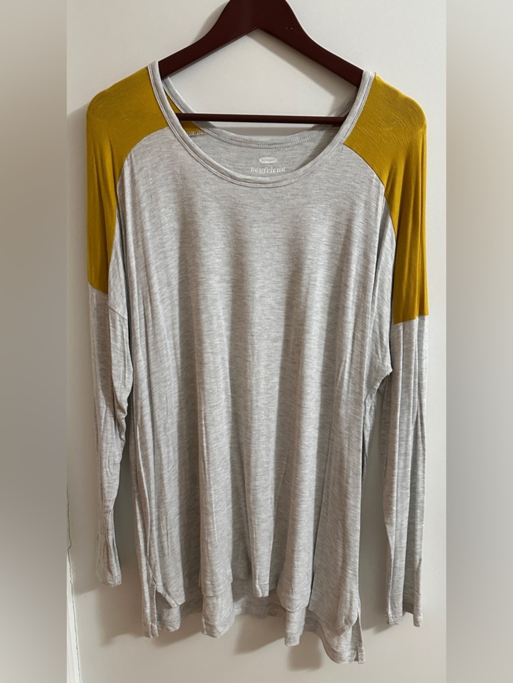 Old Navy Gray and Mustard Raglan Long Sleeve Top